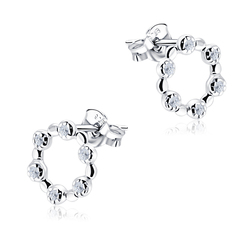 Circle With CZ Stone Silver Ear Stud STS-5679
